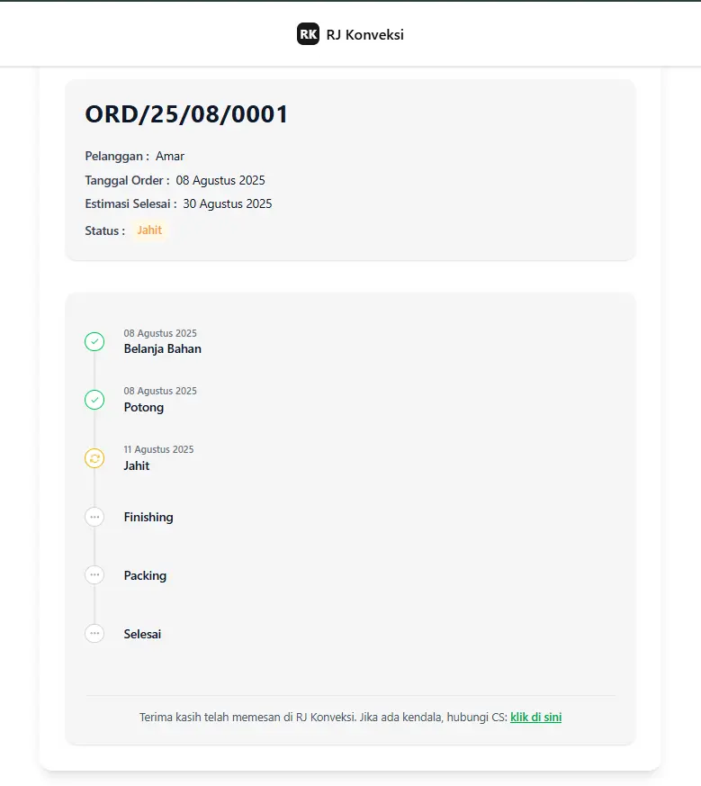 JahitStatus Dashboard Preview